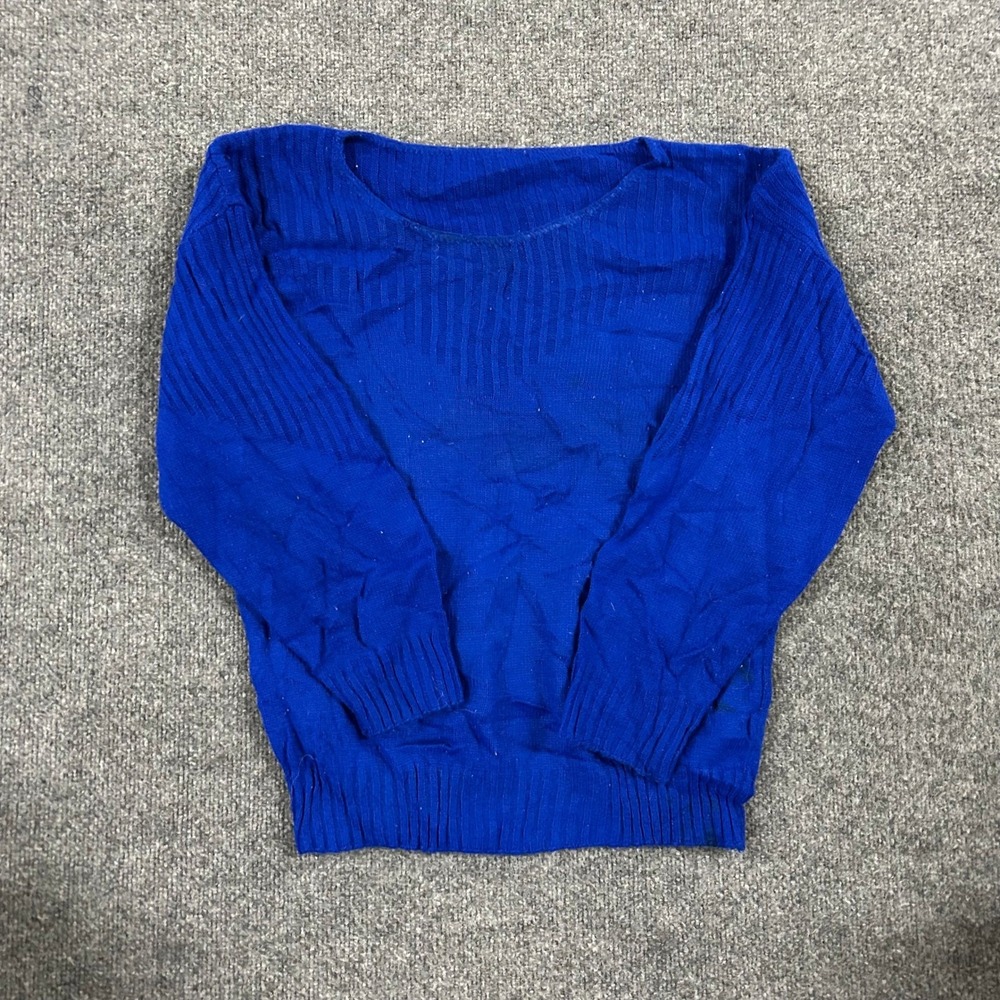 Unbranded Sweater Womens Size L Royal Blue Ribbed Knit Scoop Neck Long Sleeve